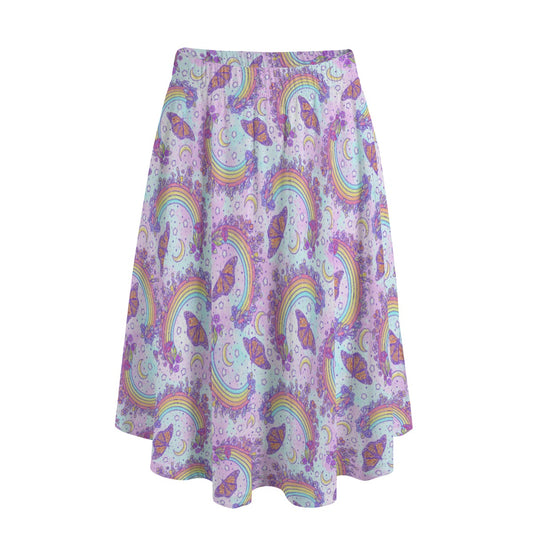 Monarch Butterflies & Rainbows - Women's Pocket Midi Skirt
