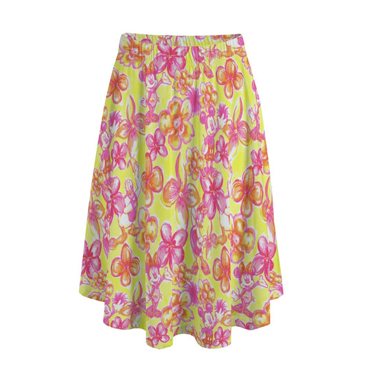 Neon Tropical Floral Friends - Women's Pocket Midi Skirt