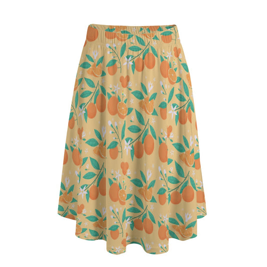 Hidden Citrus Delight - Women's Pocket Midi Skirt