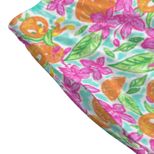 Tropical Citrus Bloom - Women's Pocket Midi Skirt