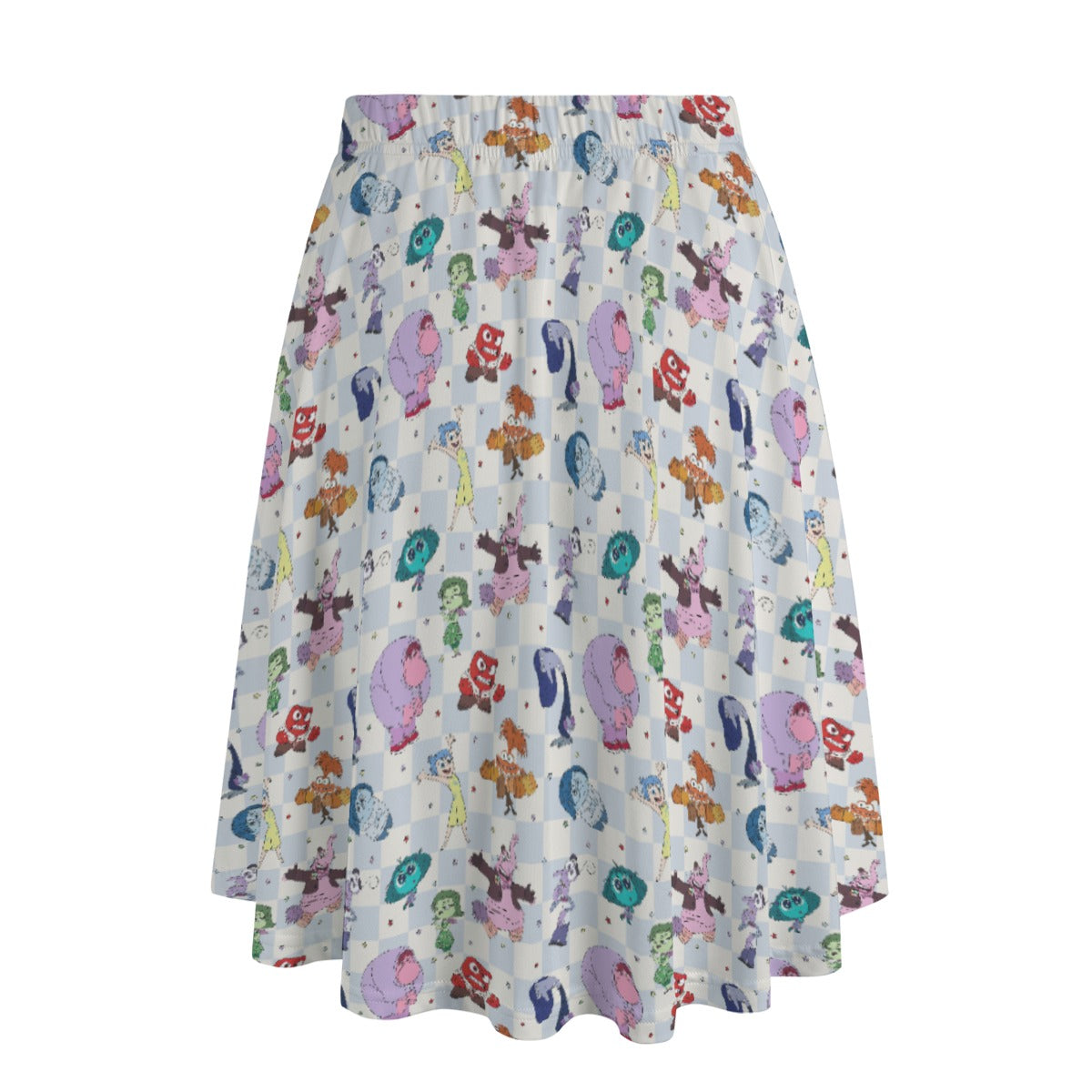 Blue Check Emotional Spectrum - Women's Pocket Midi Skirt