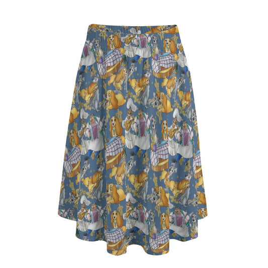 Puppy Love Sketch - Women's Pocket Midi Skirt