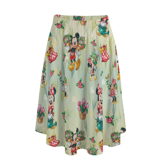 Garden Mouse Helpers at Work - Women's Pocket Midi Skirt