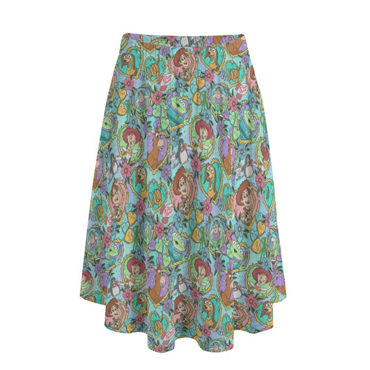 Tattoo Hearts Space Cowboys & Friends - Women's Pocket Midi Skirt