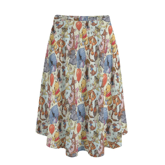 Woodland Friends Sketch - Women's Pocket Midi Skirt