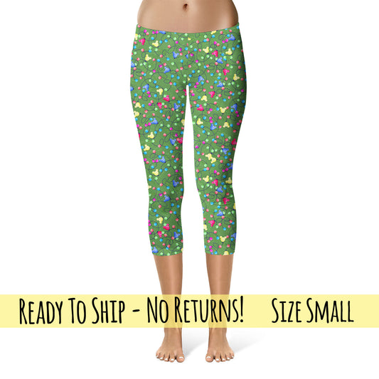 Sport Waist Capri Leggings - S - Mouse Ears Christmas Lights - S - READY TO SHIP