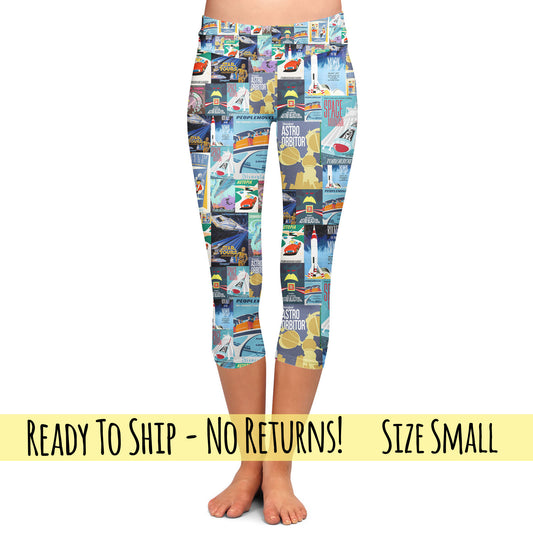 Yoga Waist Capri Leggings - Adult XS / Girl's 10-12 - Tomorrowland - READY TO SHIP