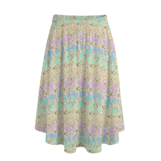 Gold Dot Rainbow Mouse Ears Castle - Women's Pocket Midi Skirt