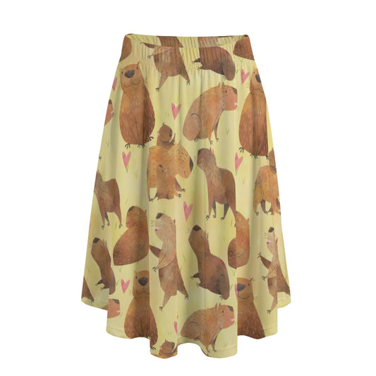 Capybara Love - Women's Pocket Midi Skirt