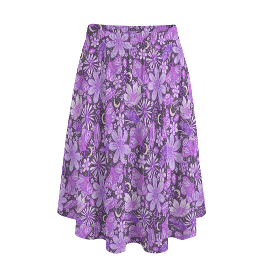 Purple Crystal Moths - Women's Pocket Midi Skirt