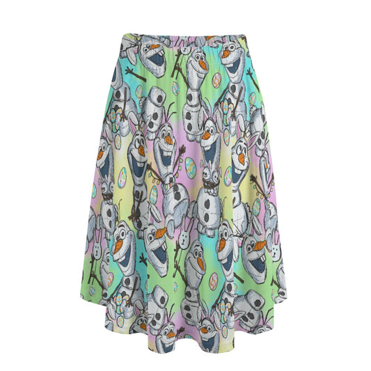 Sketched Snowman Easter - Women's Pocket Midi Skirt