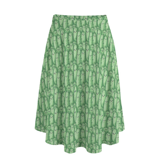 Kawaii Pickle Party - Women's Pocket Midi Skirt
