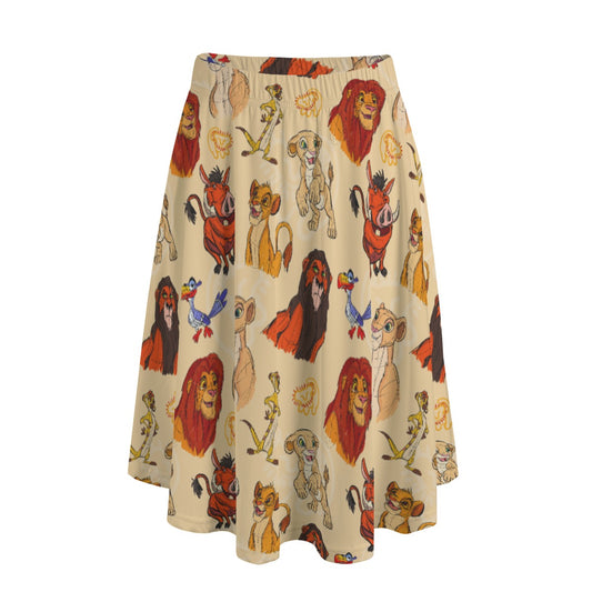 Sketched Savanna Friends - Women's Pocket Midi Skirt