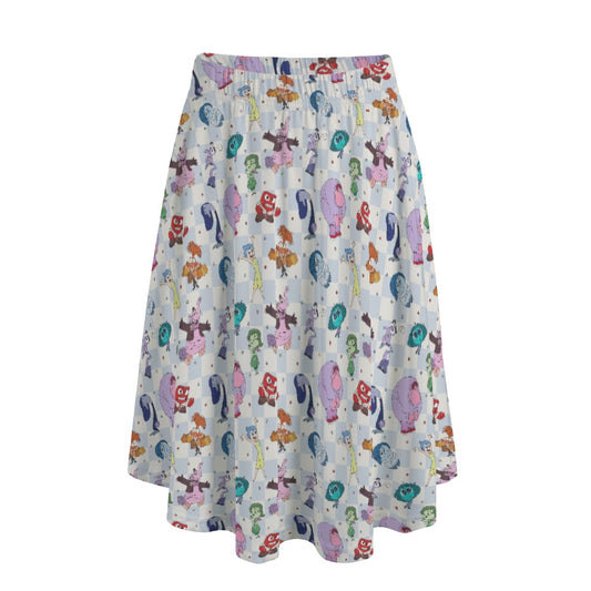 Blue Check Emotional Spectrum - Women's Pocket Midi Skirt