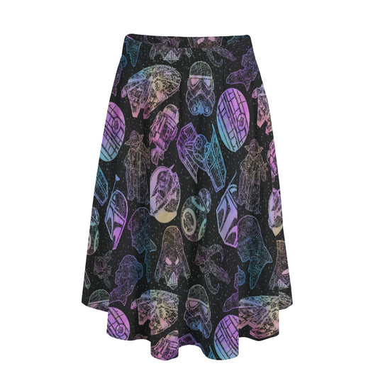Watercolor Galactic Mandalas - Women's Pocket Midi Skirt