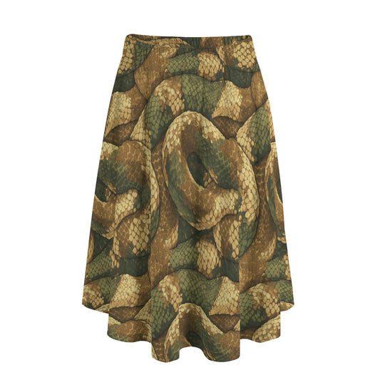 Animal Print - Snake - Women's Pocket Midi Skirt