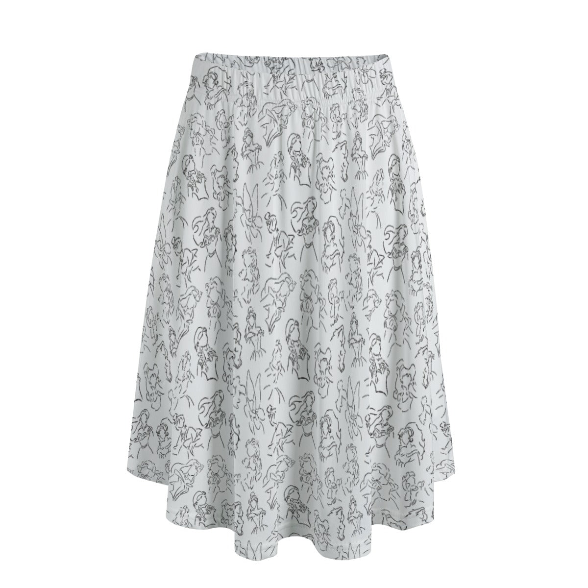 Monochrome Royal Silhouettes - Women's Pocket Midi Skirt