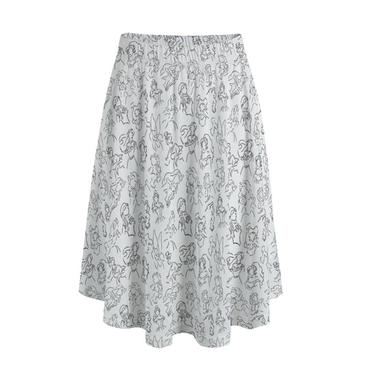 Monochrome Royal Silhouettes - Women's Pocket Midi Skirt