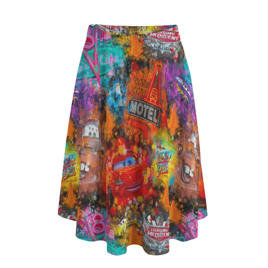 Watercolor Racing Adventure - Women's Pocket Midi Skirt