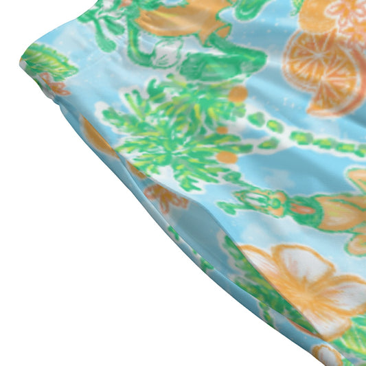Neon Tangerine Island Pals - Women's Pocket Midi Skirt