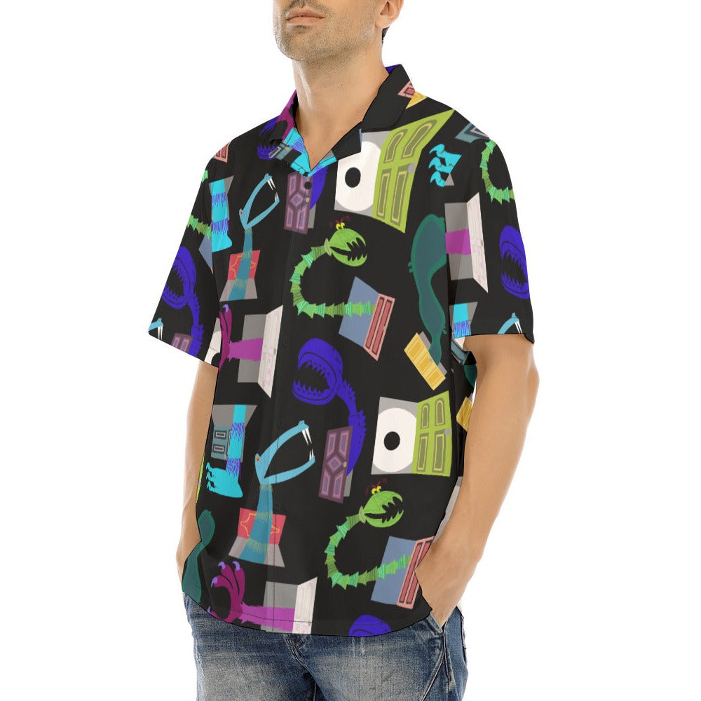 Monsters in Closets - Men's Hawaiian Button Up Shirt
