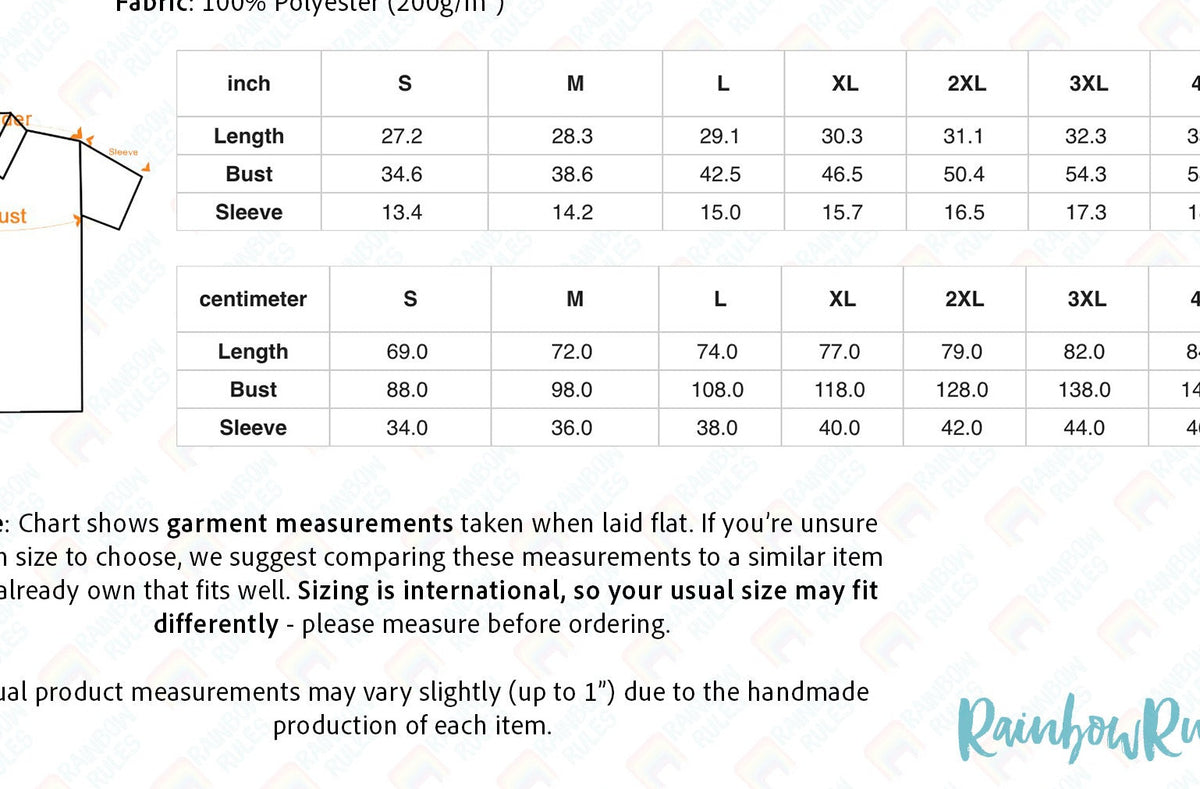 Men's Polo Shirt Size Chart