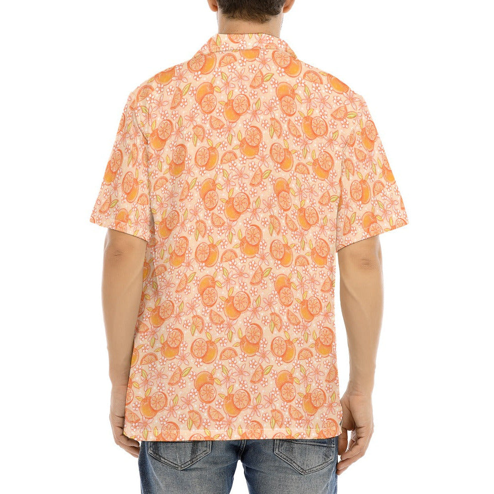 Summer Fruits - Oranges - Men's Hawaiian Button Up Shirt