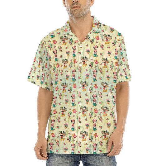 Garden Mouse Helpers at Work - Men's Hawaiian Button Up Shirt