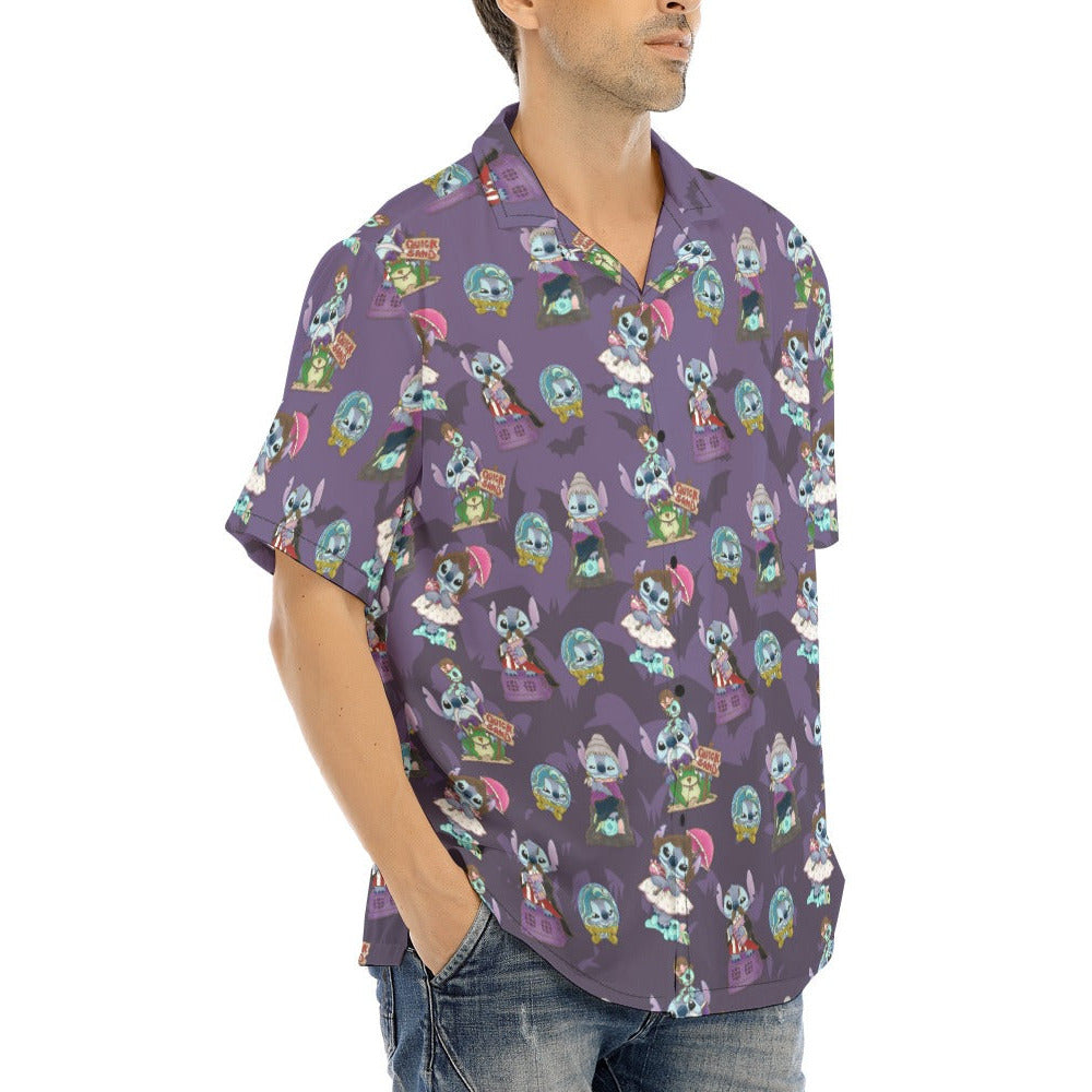 Haunted Alien Portraits - Men's Hawaiian Button Up Shirt