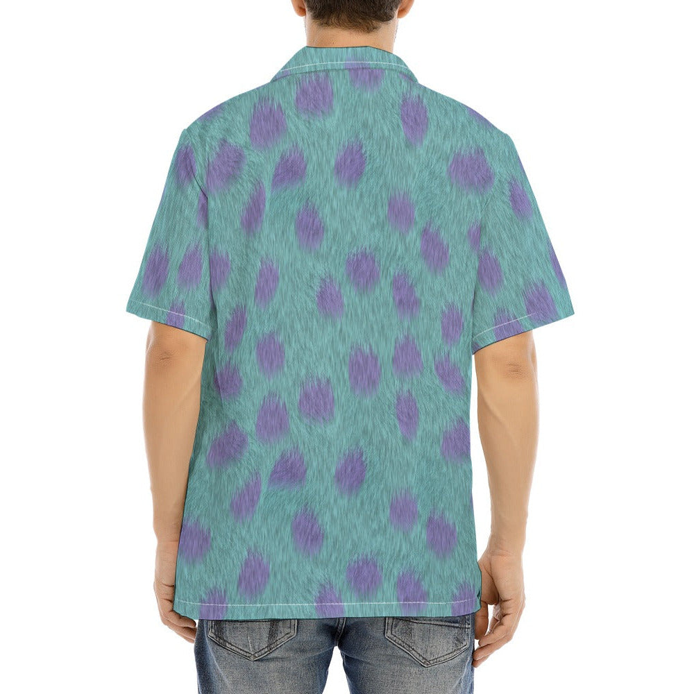 Turquoise Monster Spots - Men's Hawaiian Button Up Shirt