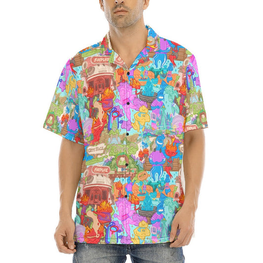 Element City Scene Collage - Men's Hawaiian Button Up Shirt