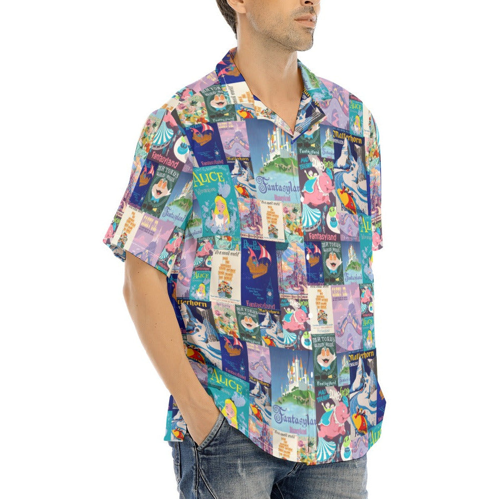 Vintage Fantasy Ride Posters - Men's Hawaiian Button Up Shirt