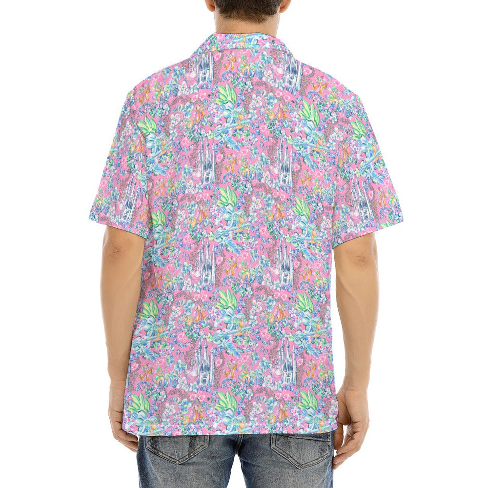 Bright Tropical Dreams - Enchanted Squeaky Helpers - Men's Hawaiian Button Up Shirt