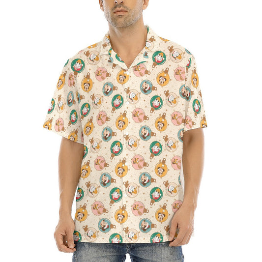 Golden Holiday Baubles - Men's Hawaiian Button Up Shirt