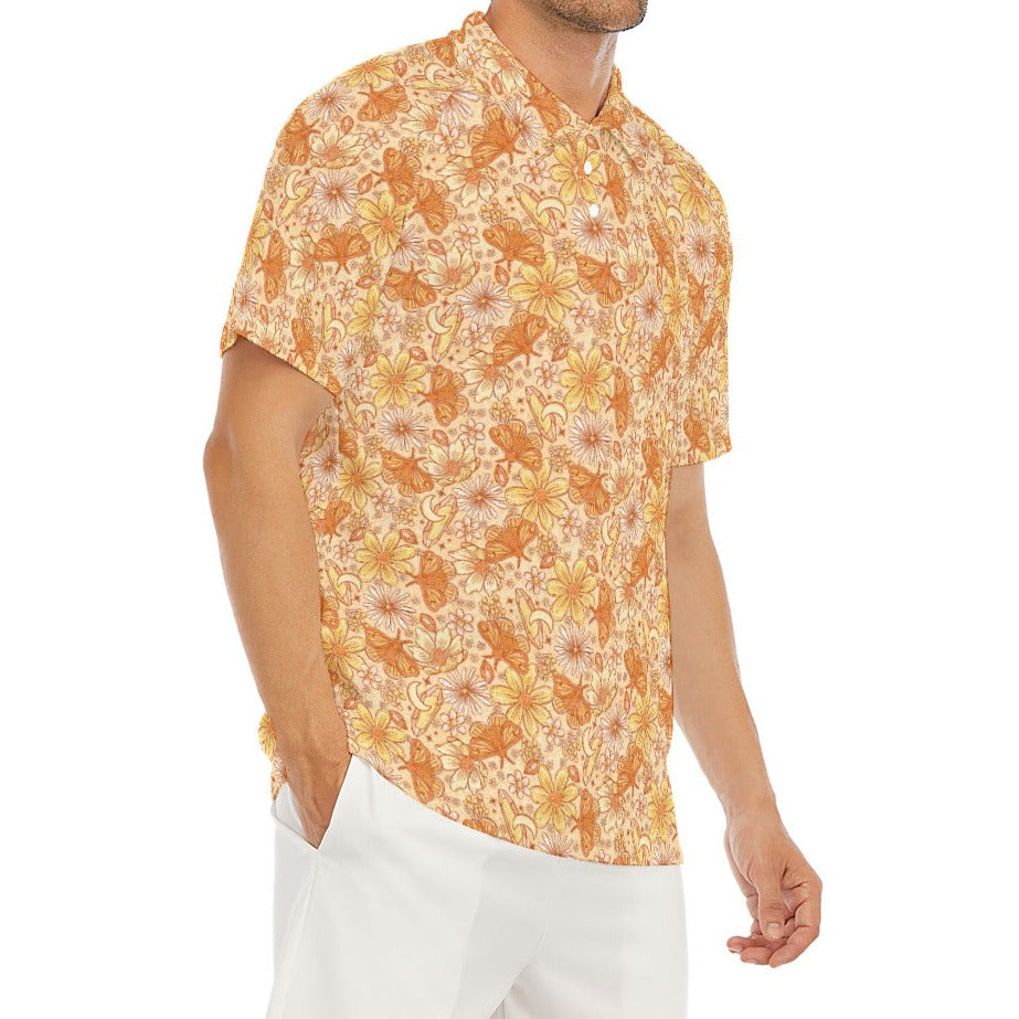 Orange Crystal Moths - Men's Polo Shirt