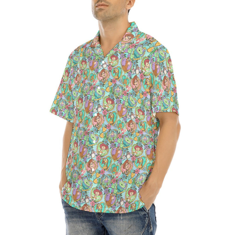 Tattoo Hearts Space Cowboys & Friends - Men's Hawaiian Button Up Shirt