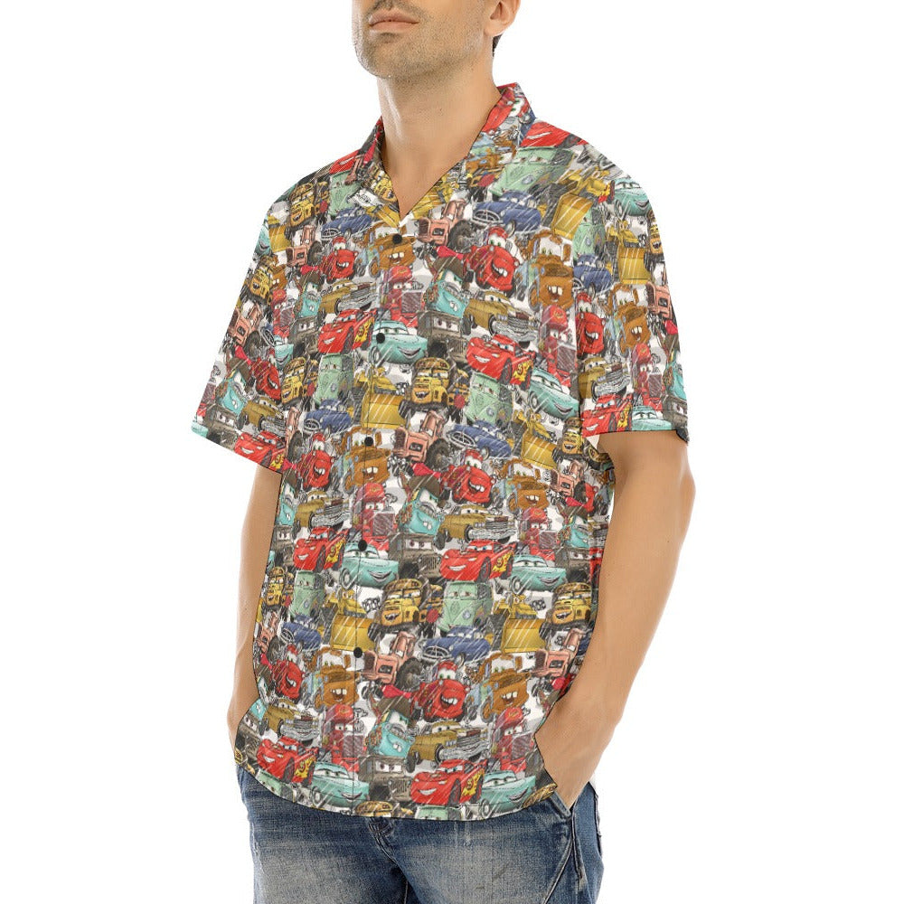 Racing Legends Sketch - Men's Hawaiian Button Up Shirt
