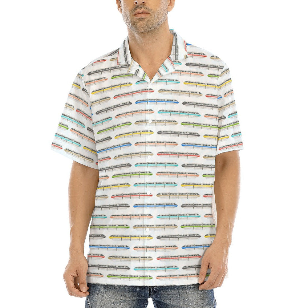 Monorail Rainbow Express - Men's Hawaiian Button Up Shirt