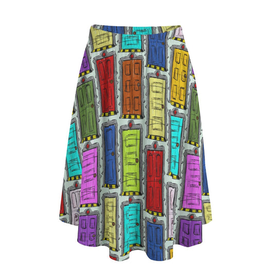 Sketchy Scare Doors - Women's Pocket Midi Skirt