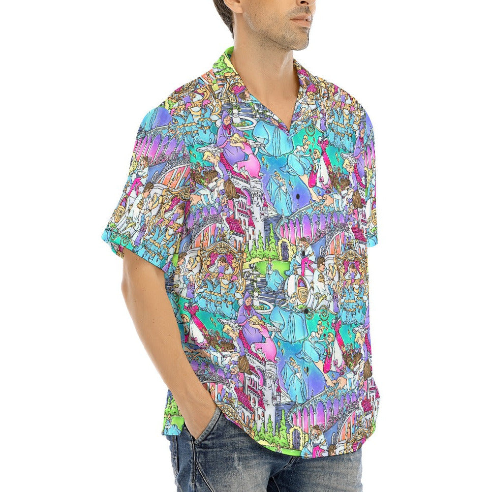 Glass Slipper Storybook Scenes - Men's Hawaiian Button Up Shirt