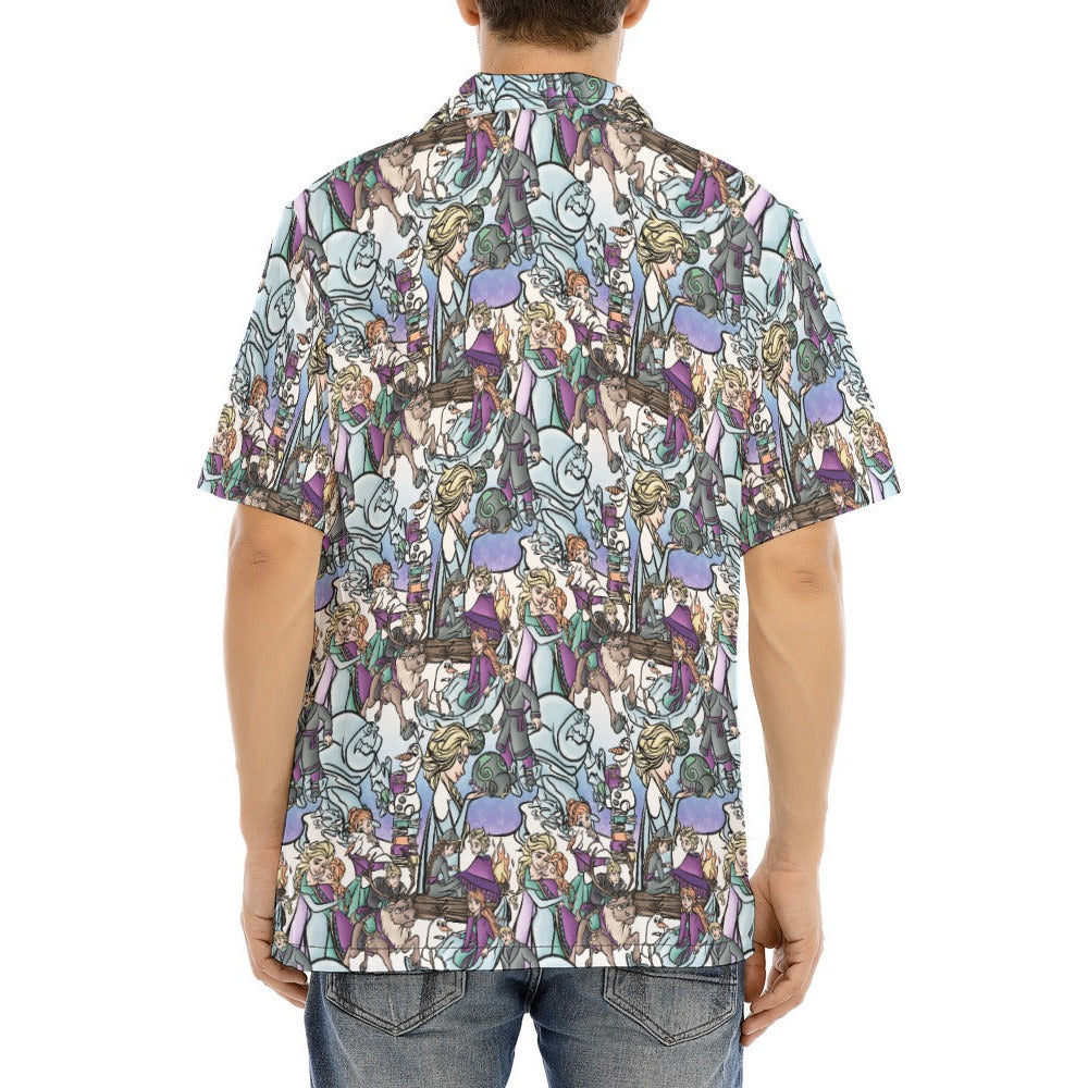 Enchanted Winter Journey - Men's Hawaiian Button Up Shirt