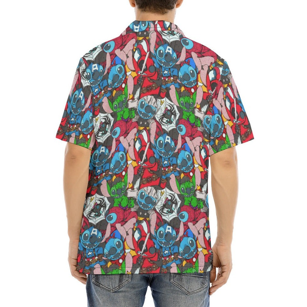 Superhero Stitch - Heroes Assembled - Men's Hawaiian Button Up Shirt