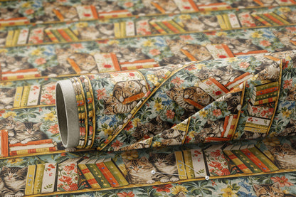 Cats with Floral Books - Digital Seamless Pattern