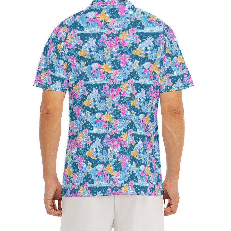 Bright Tropical Whimsy - Vintage Steamboat Captain - Men's Polo Shirt
