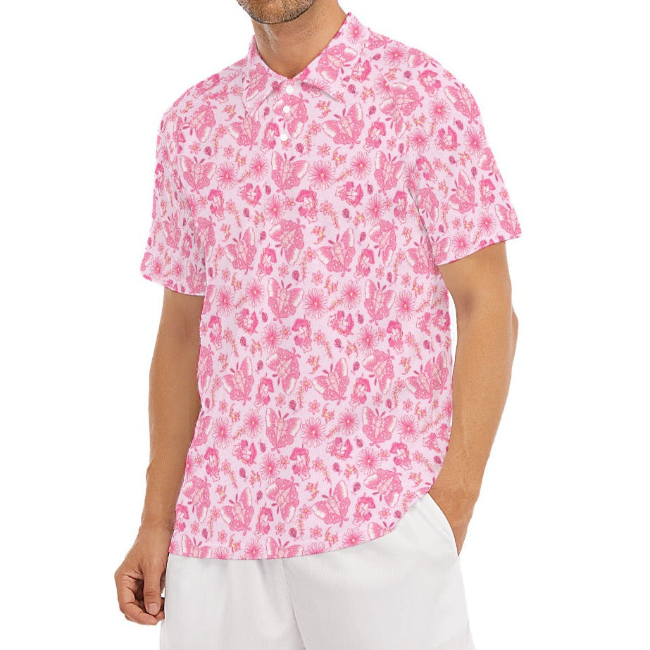 Pink Mushroom Moths - Men's Polo Shirt
