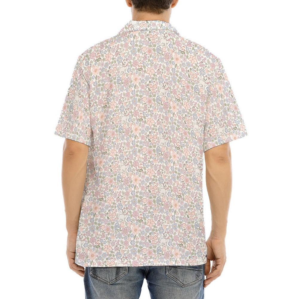 Springtime Kitten Garden Elegance - Men's Hawaiian Button Up Shirt