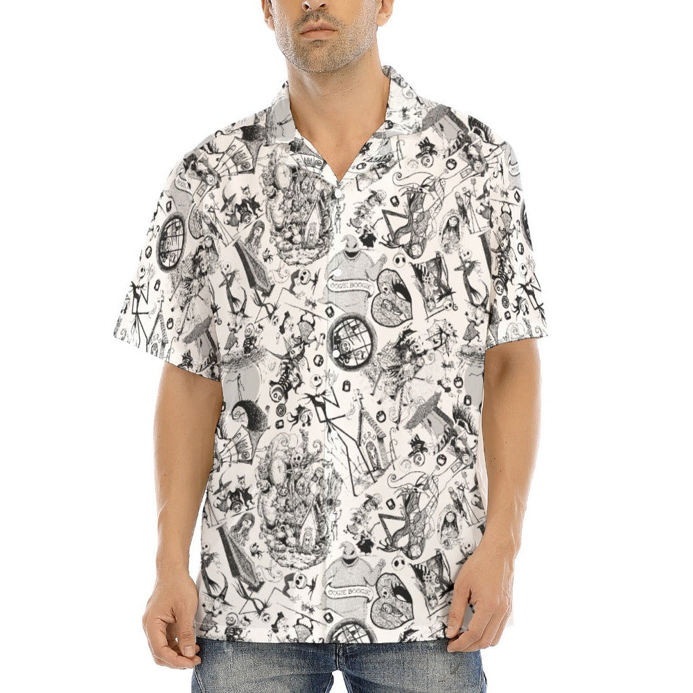 Nightmare Halloween Sketches - Men's Hawaiian Button Up Shirt