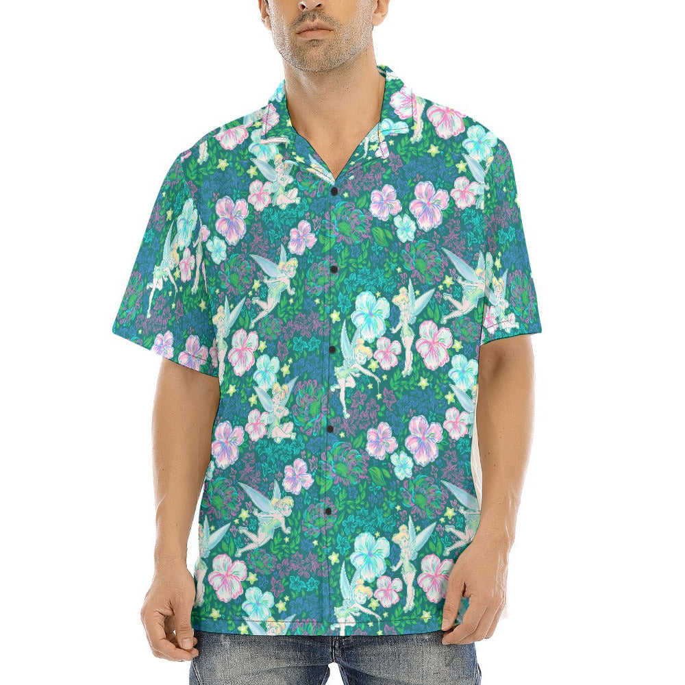 Pixie in Neon Blooms - Men's Hawaiian Button Up Shirt