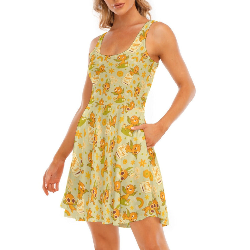 Vintage Citrus Garden - Women's Sleeveless Pocket Skater Dress