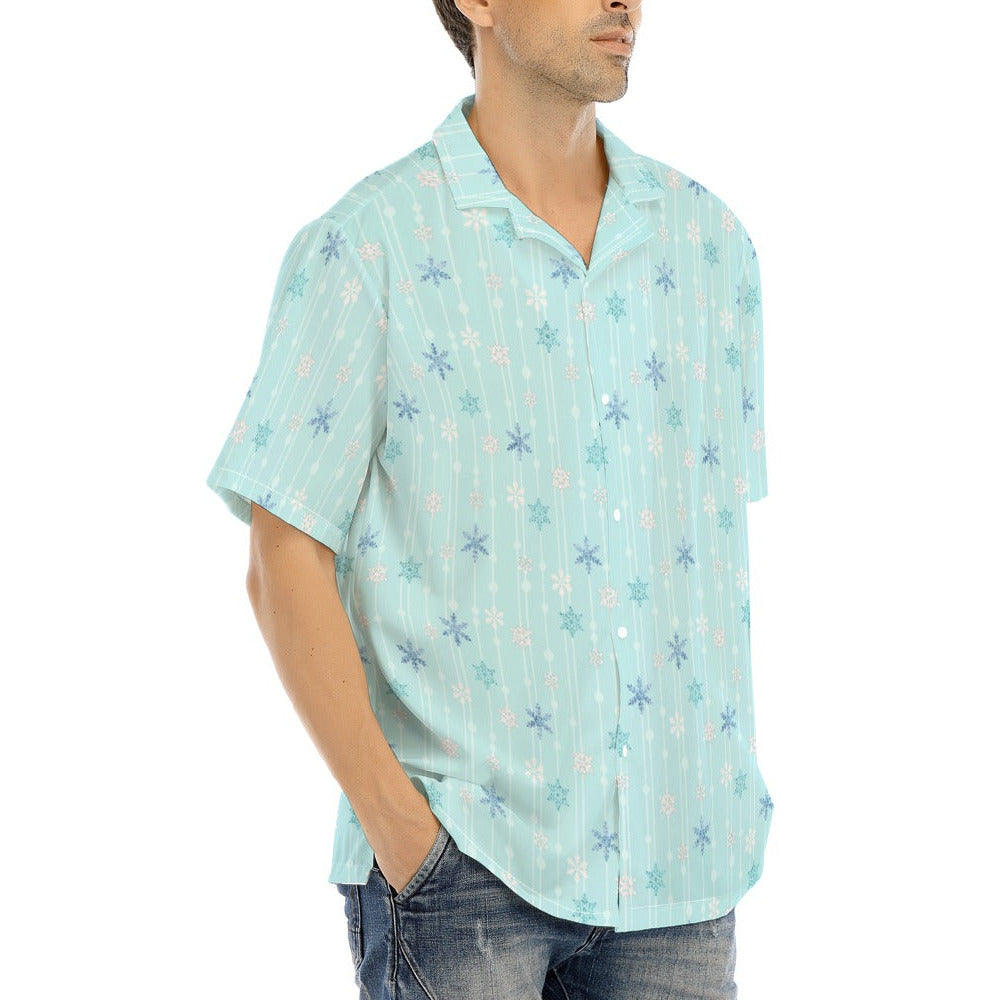 Ice Queen Snowflake Pattern - Men's Hawaiian Button Up Shirt
